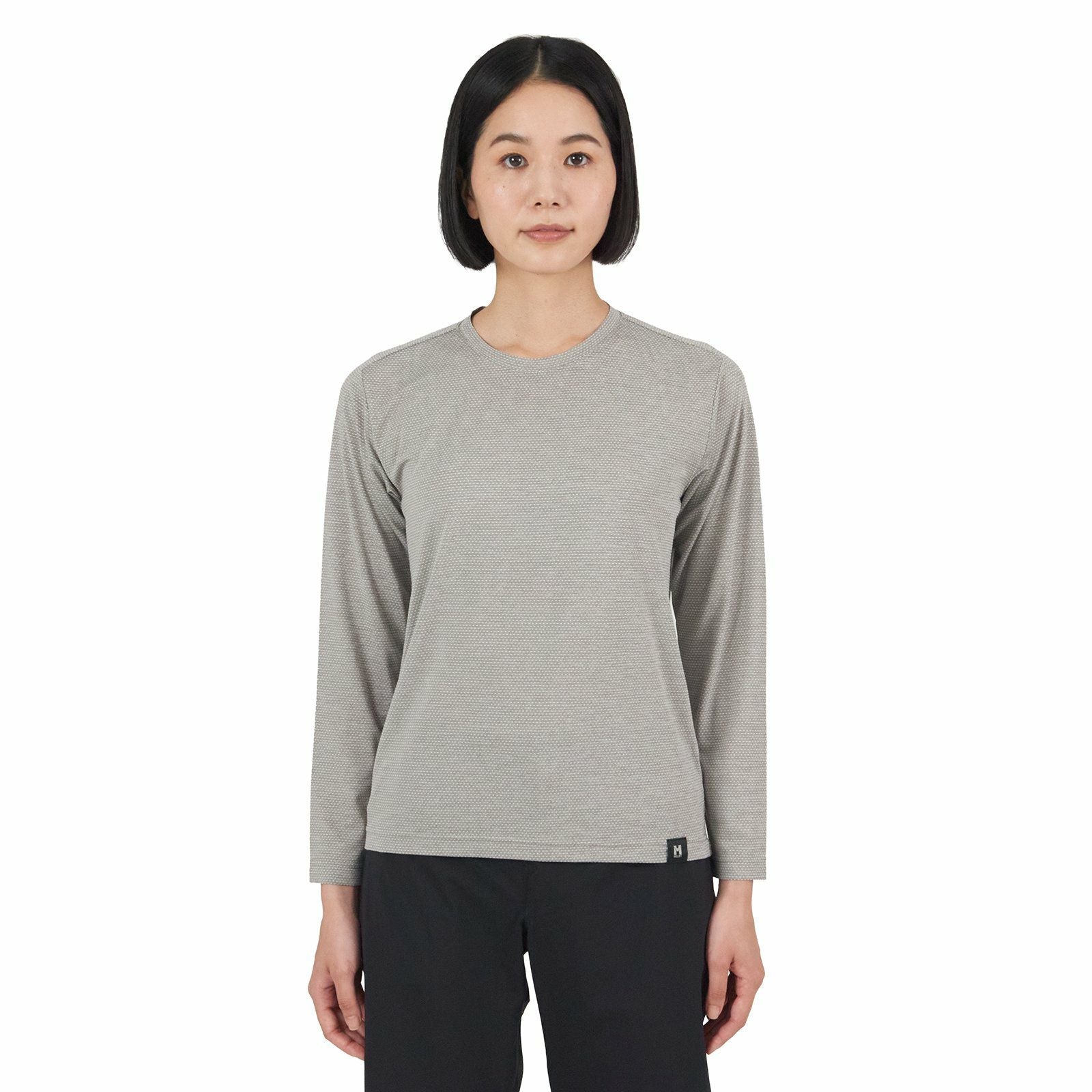 Heather Mesh Crew Long Sleeve