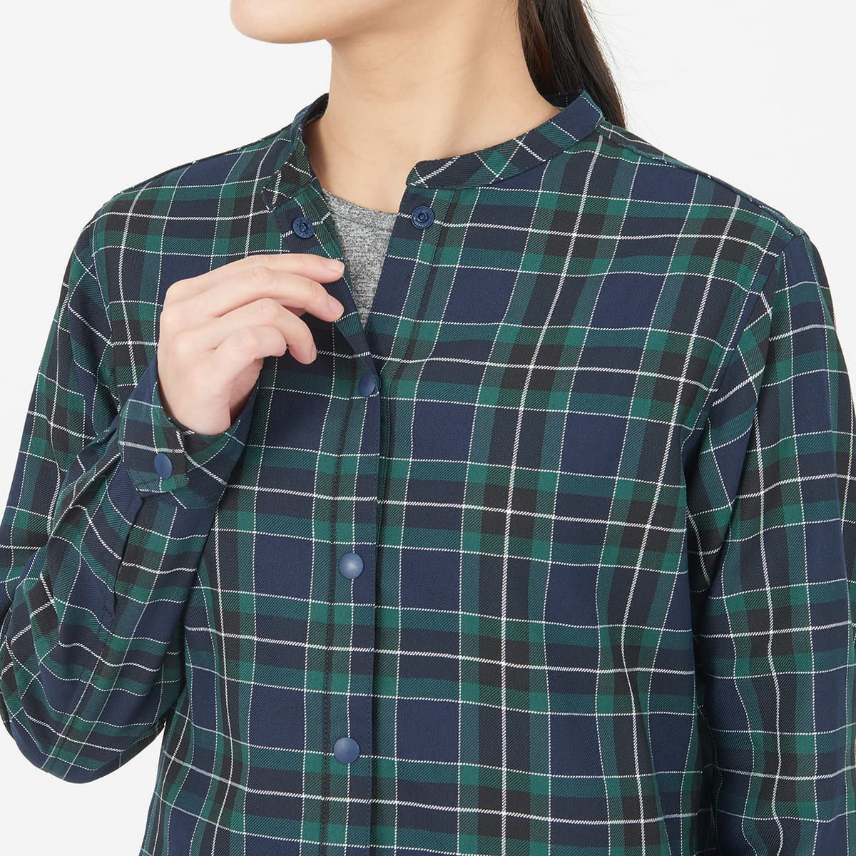 Thermo Check Stand Collar Long Sleeve Shirt