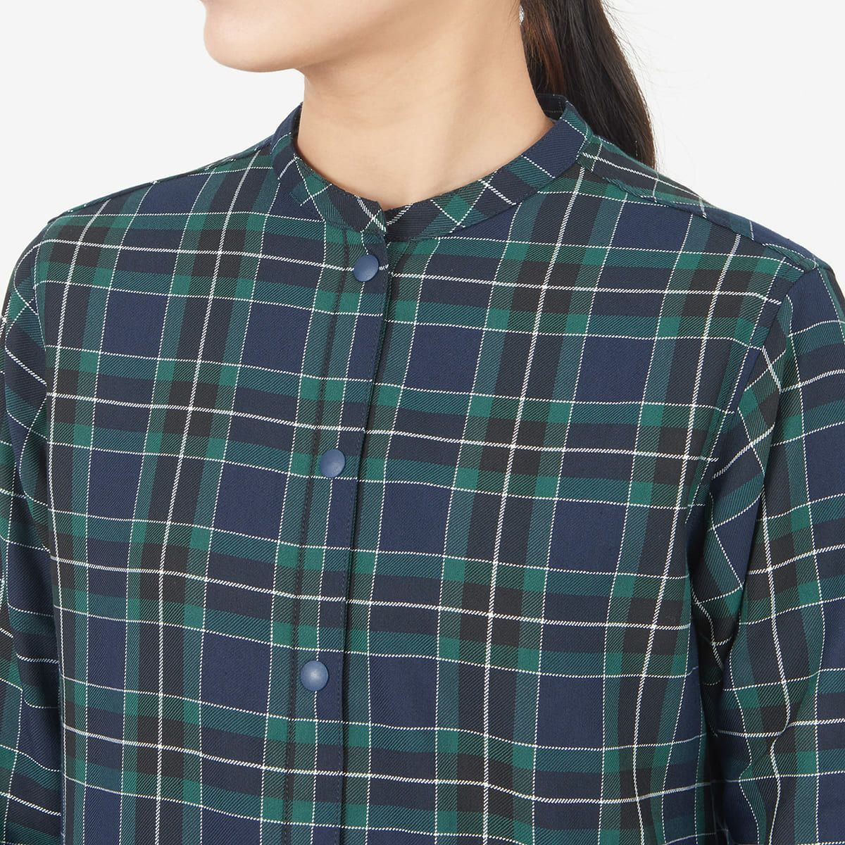 Thermo Check Stand Collar Long Sleeve Shirt