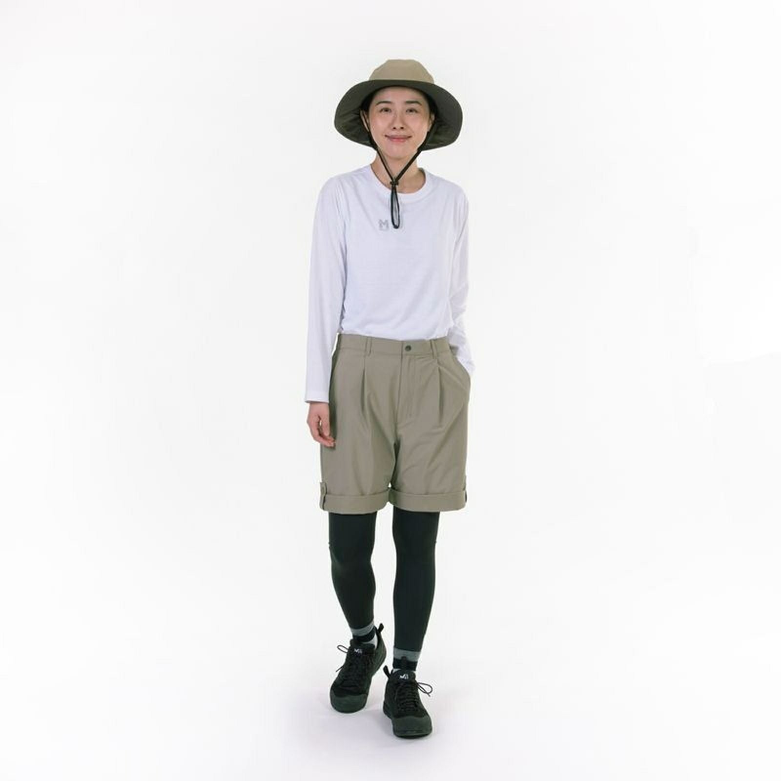 山系弹力卷边短裤