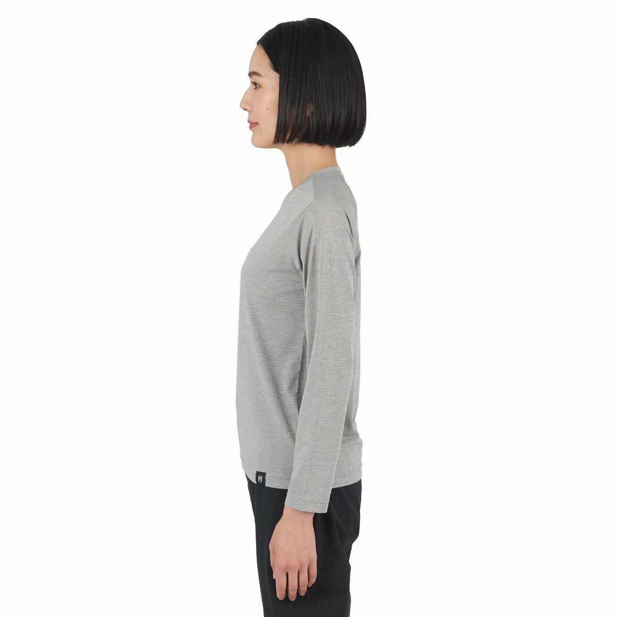 Heather Mesh Crew Long Sleeve