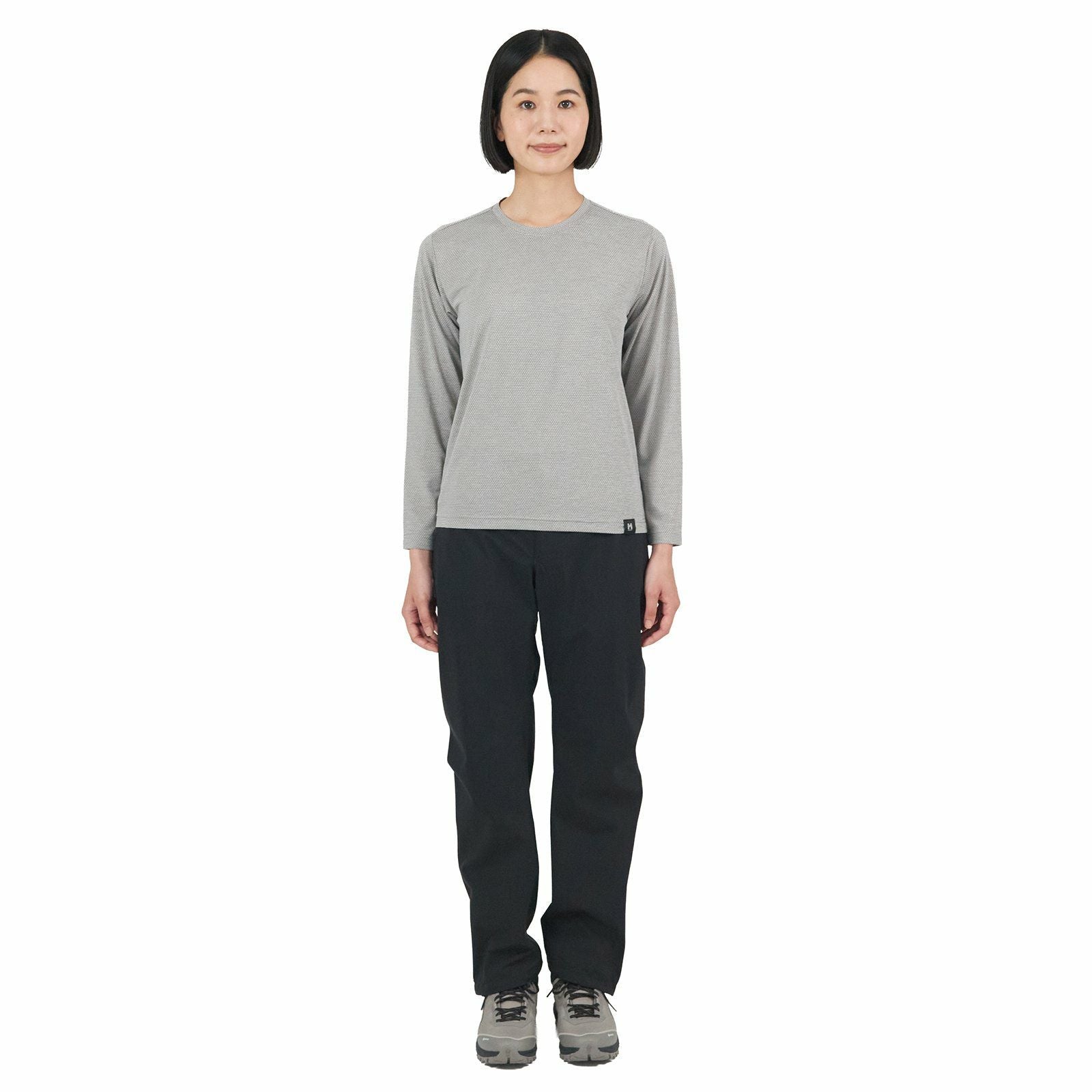 Heather Mesh Crew Long Sleeve